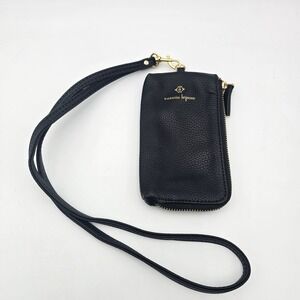Nanette Lepore Black Textured Faux Leather Wristlet Clutch Card‎ Holder